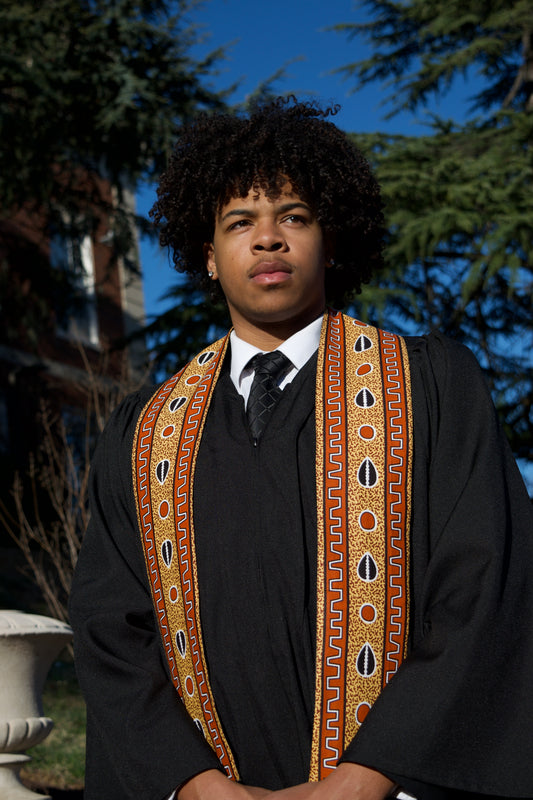 Heritage Collection African Print Graduation Sash - Almond Print
