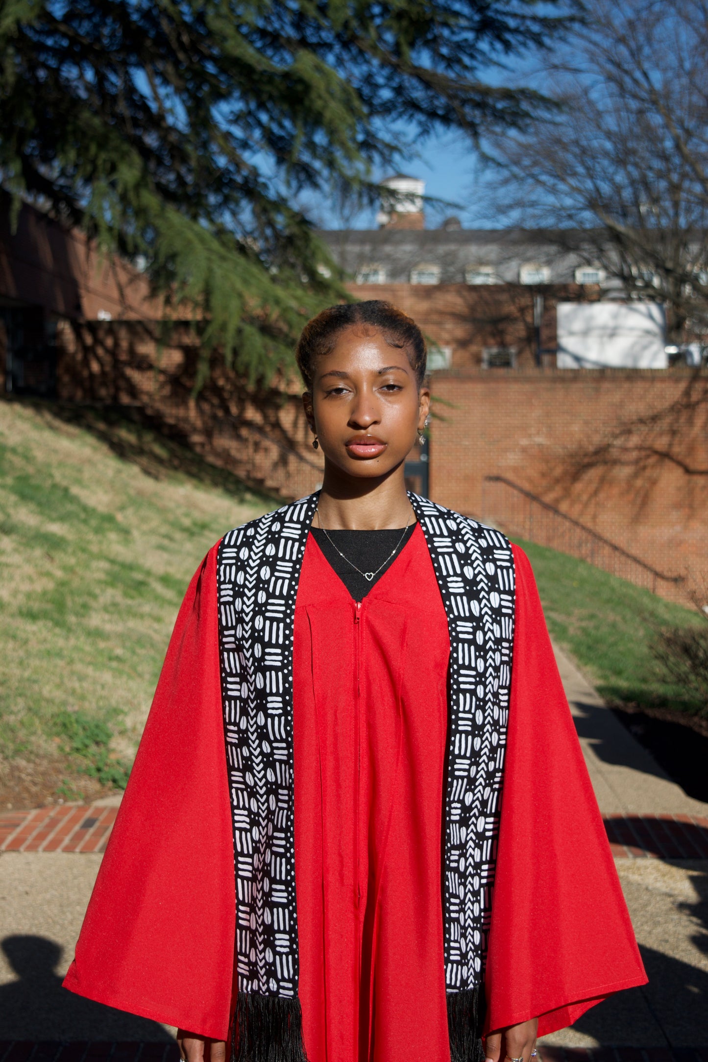 Heritage Collection African Print Graduation Sash - Black and White Print