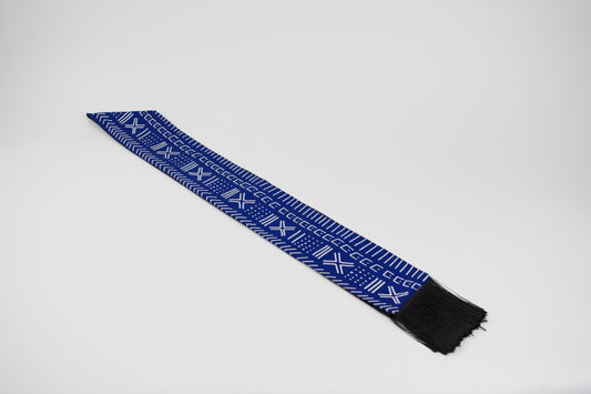 Heritage Collection African Print Graduation Sash - Blue and White Print