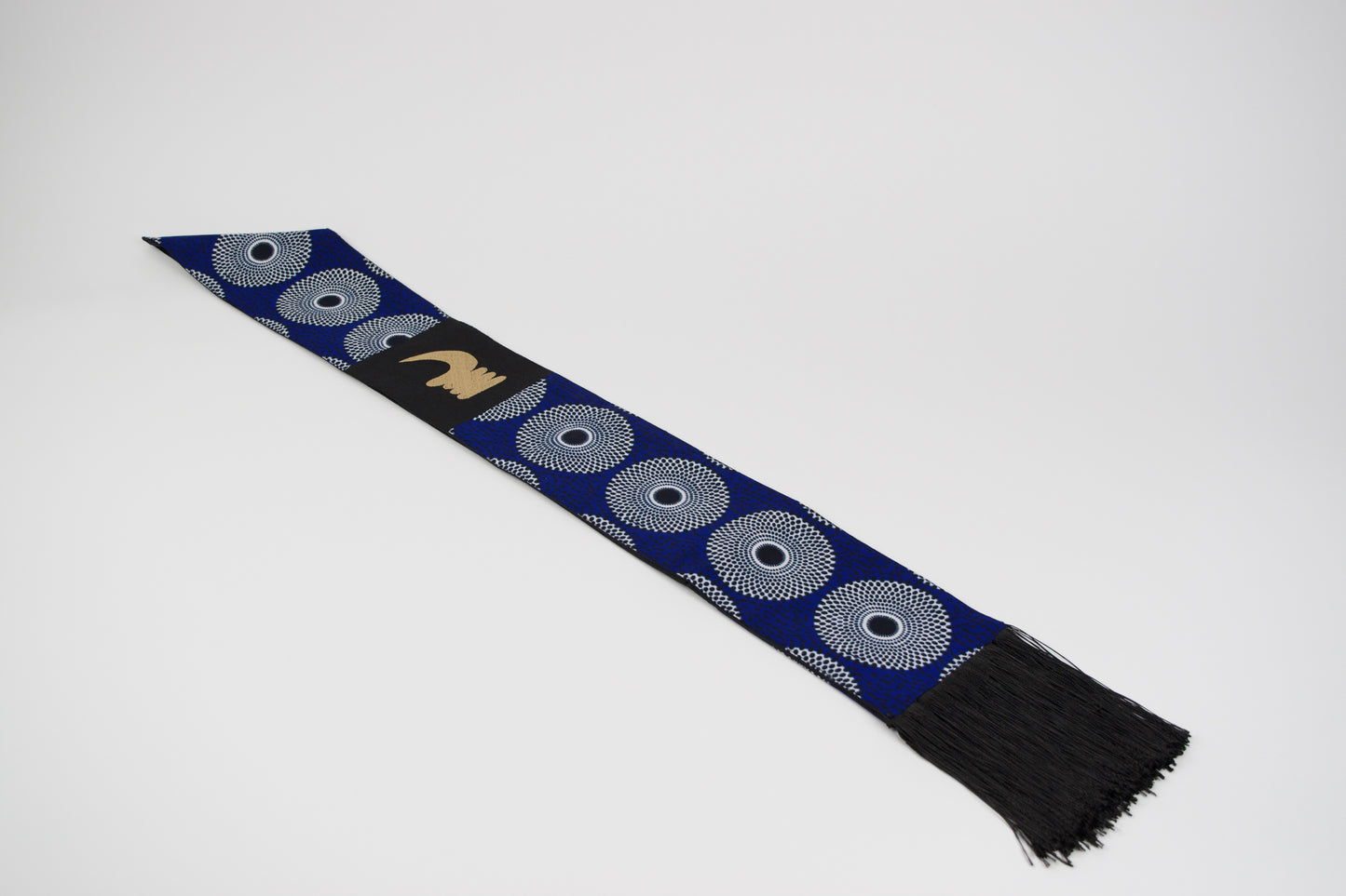 Honors Collection African Print Graduation Sash w/ Adinkra Embroidery - AKOBEN (Vigilance, Wariness)