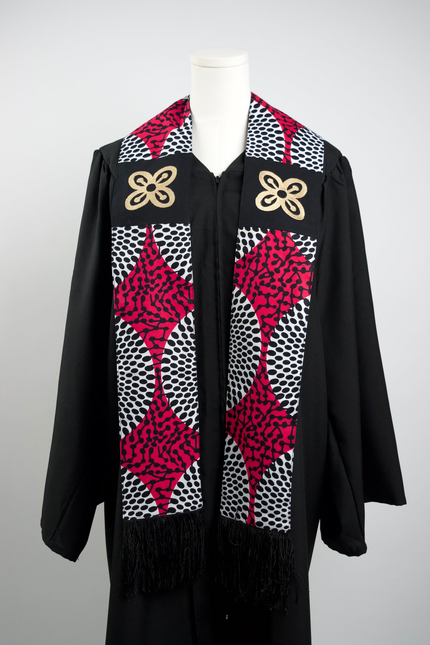 Honors Collection African Print Graduation Sash w/ Adinkra Embroidery - BESE SAKA (Affluence, Power, Abundance, Unity)