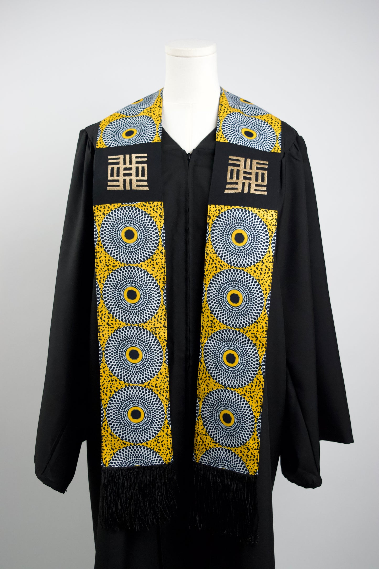 Honors Collection African Print Graduation Sash w/ Adinkra Embroidery - NEA ONNIM (Knowledge, Life-long Education)