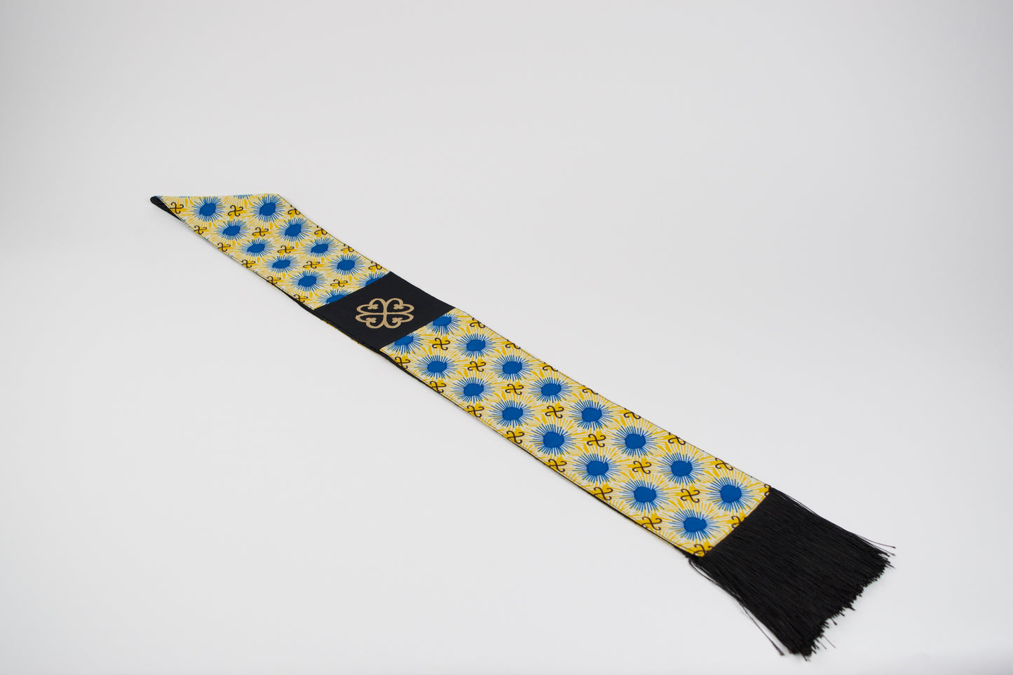 Honors Collection African Print Graduation Sash w/ Adinkra Embroidery - NYAME DUA (God's Presence & Protection)