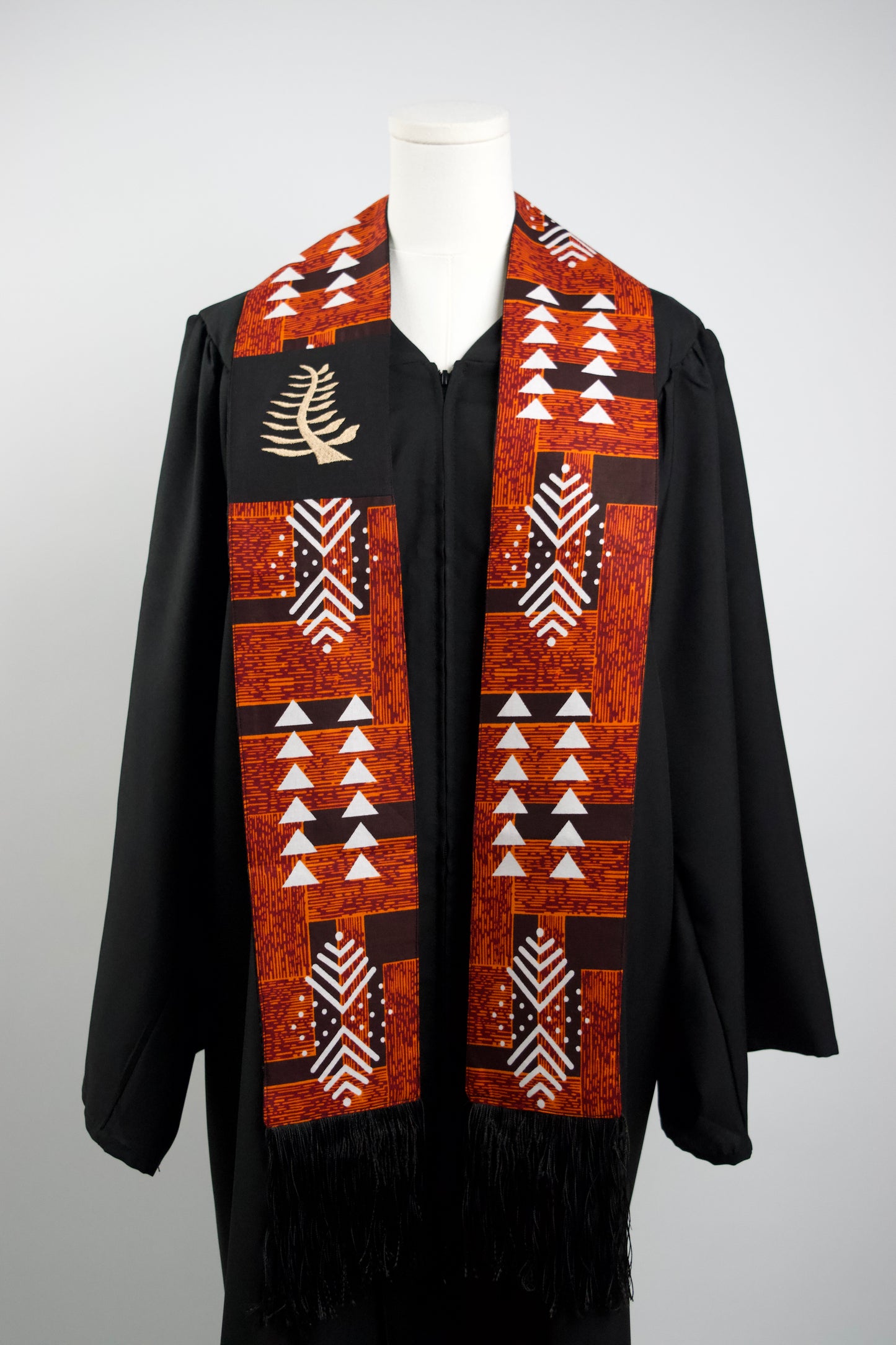 Honors Collection African Print Graduation Sash w/ Adinkra Embroidery - NYAME NTI (Faith & Trust in God)