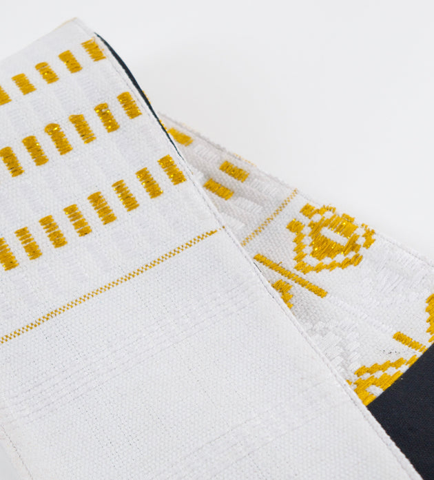 Royal Collection African Kente Graduation Sash - White and Gold Pattern