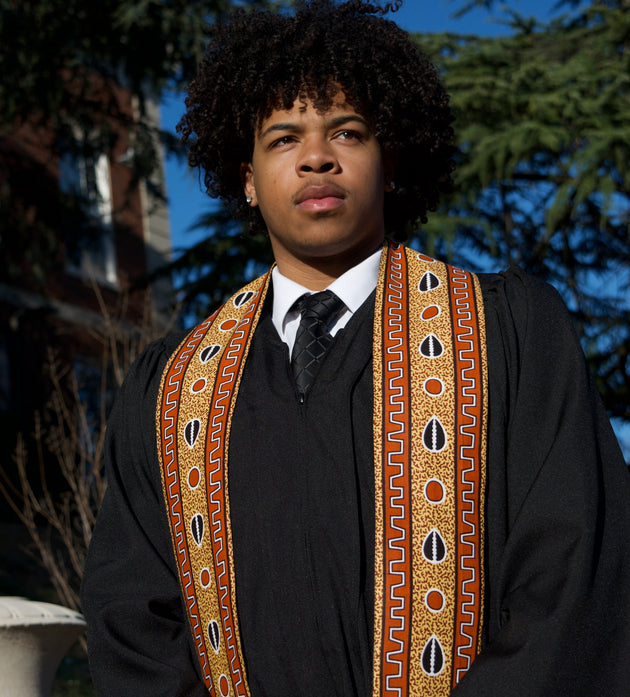 Heritage Collection African Print Graduation Sash - Almond Print