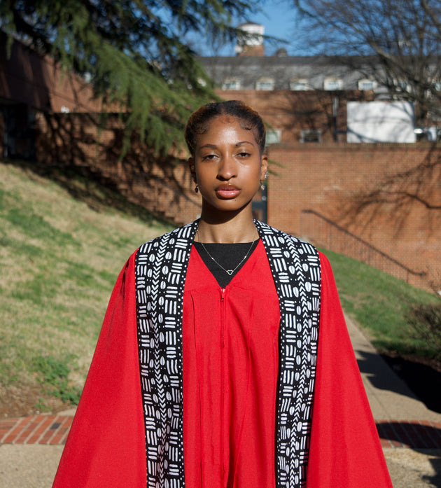 Heritage Collection African Print Graduation Sash - Black and White Print