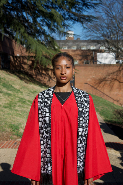 Heritage Collection African Print Graduation Sash - Black and White Print