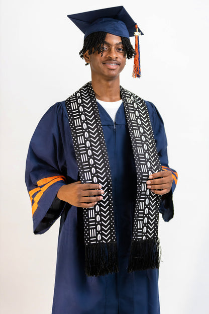 Heritage Collection African Print Graduation Sash - Black and White Print