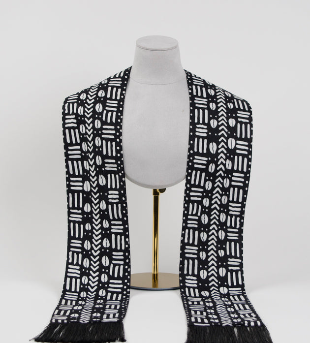 Heritage Collection African Print Graduation Sash - Black and White Print