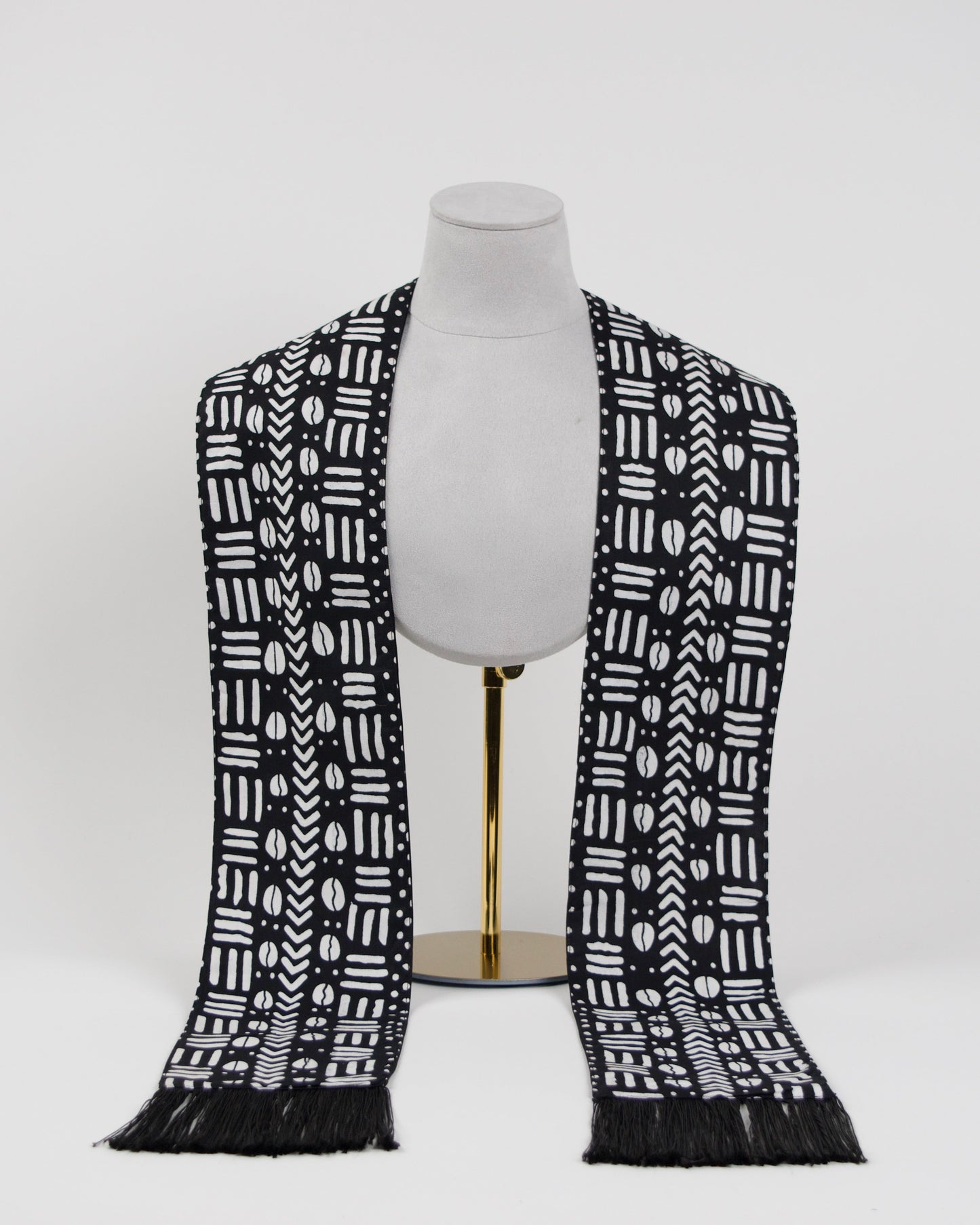 Heritage Collection African Print Graduation Sash - Black and White Print