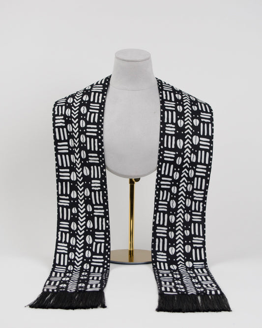 Heritage Collection African Print Graduation Sash - Black and White Print