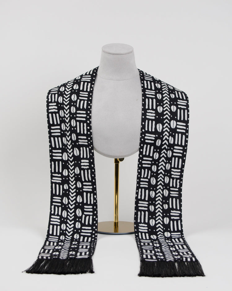 Heritage Collection African Print Graduation Sash - Black and White Print
