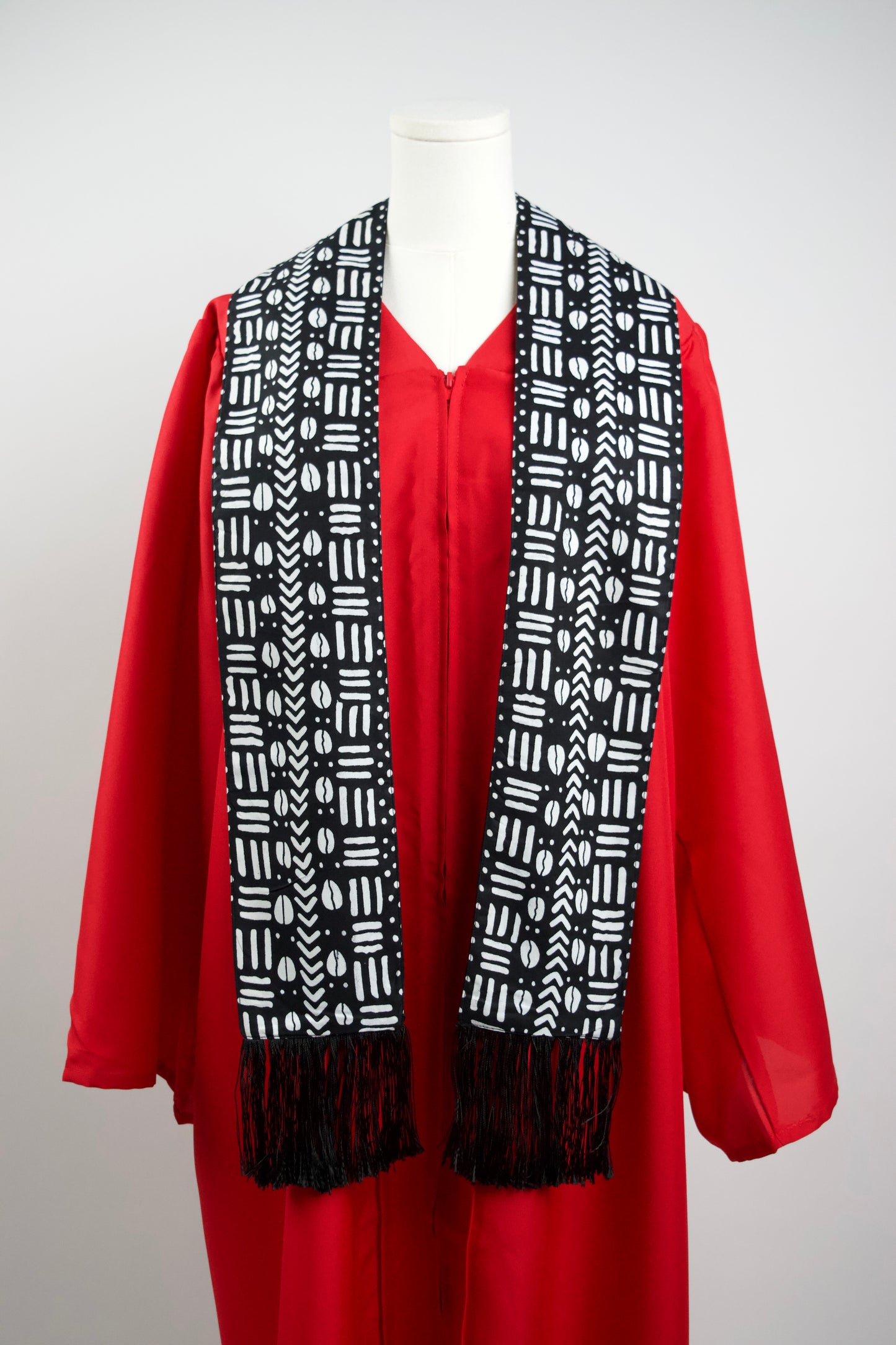Heritage Collection African Print Graduation Sash - Black and White Print