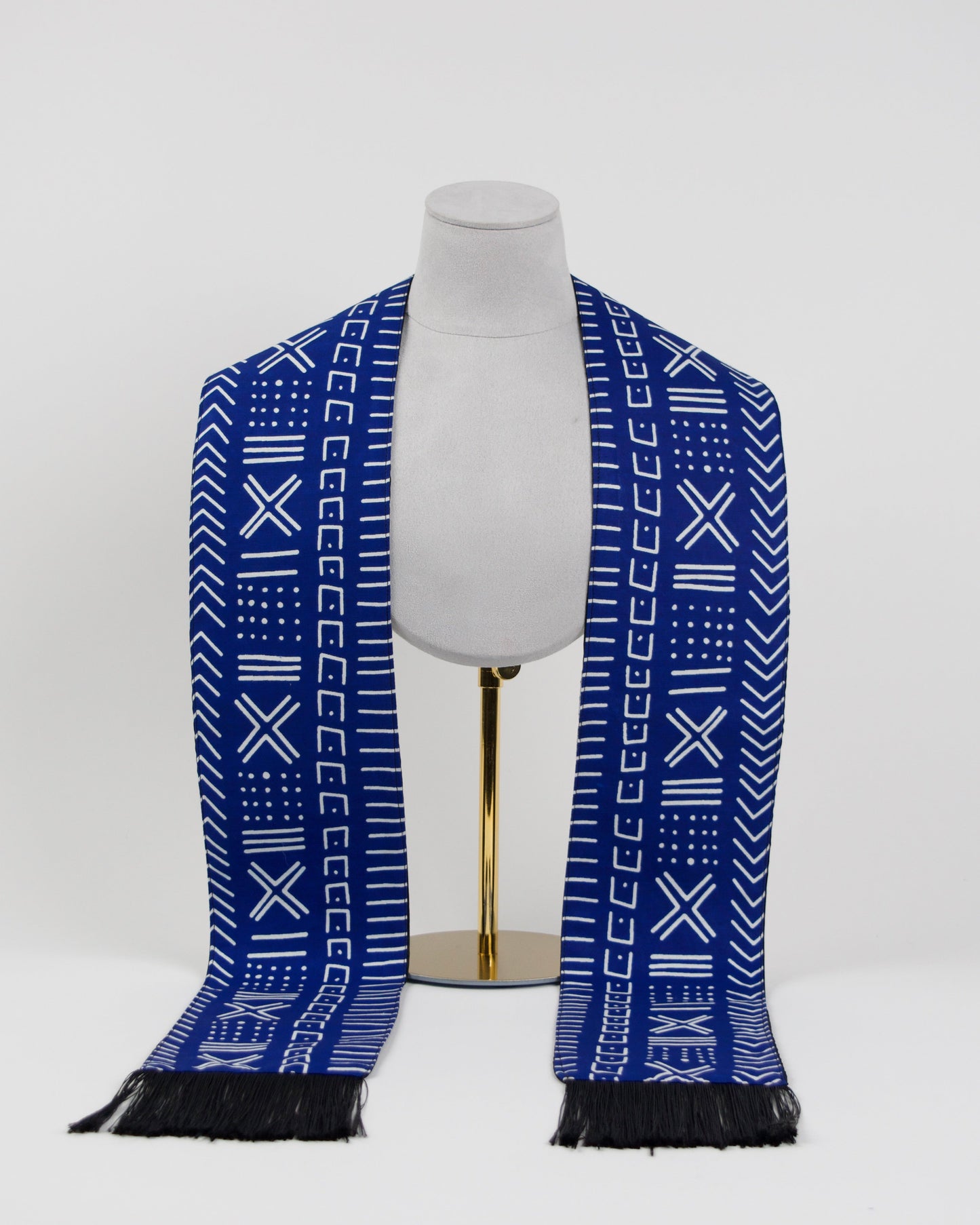 Heritage Collection African Print Graduation Sash - Blue and White Print
