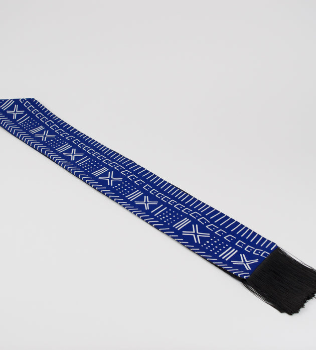 Heritage Collection African Print Graduation Sash - Blue and White Print