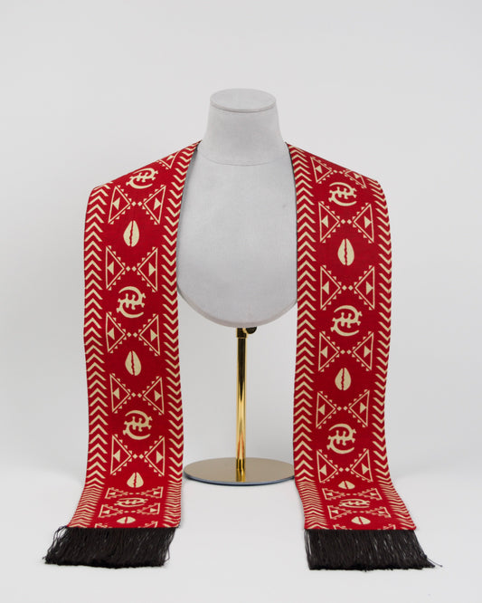 Heritage Collection African Print Graduation Sash - Red and White Print