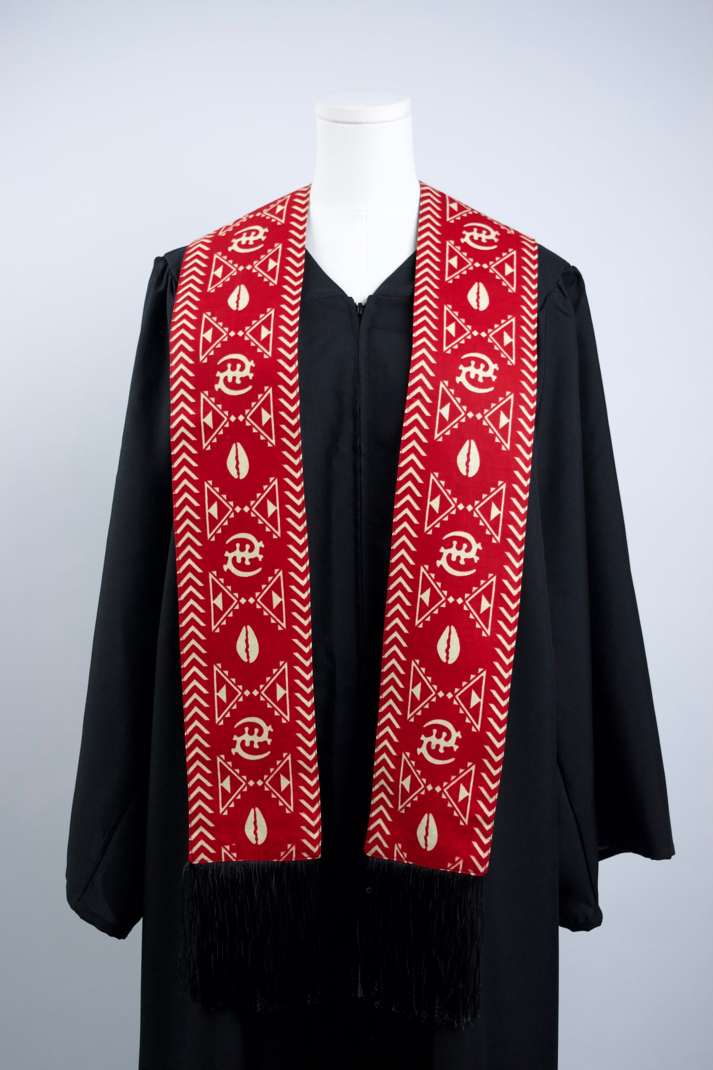 Heritage Collection African Print Graduation Sash - Red and White Print