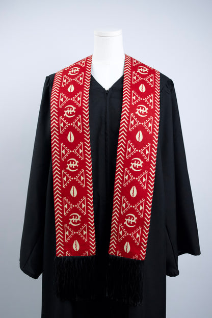 Heritage Collection African Print Graduation Sash - Red and White Print