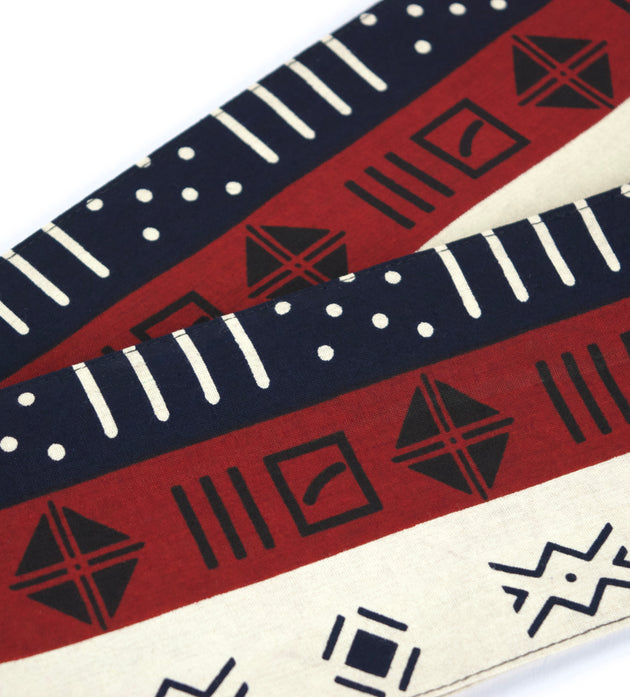 Heritage Collection African Print Graduation Sash - Tricolor Navy, Cream and Red Print