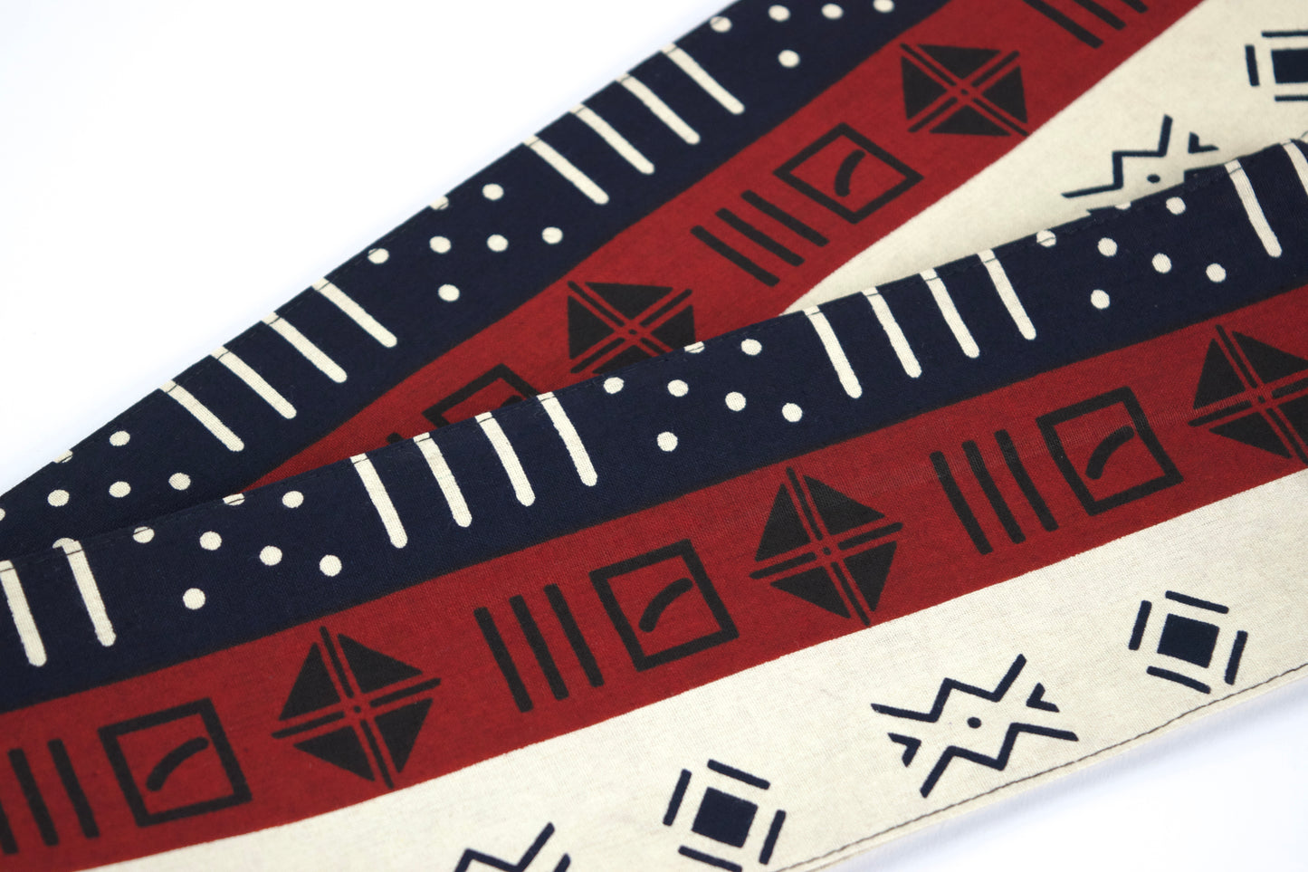 Heritage Collection African Print Graduation Sash - Tricolor Navy, Cream and Red Print
