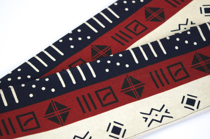 Heritage Collection African Print Graduation Sash - Tricolor Navy, Cream and Red Print