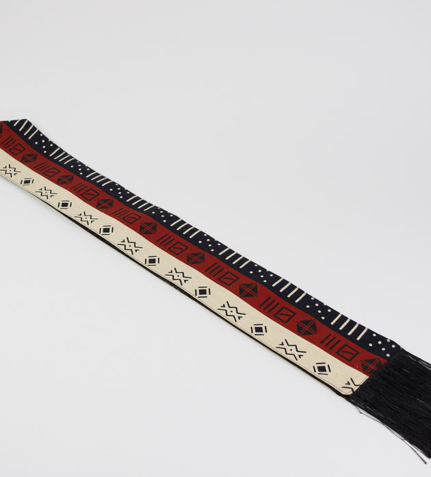 Heritage Collection African Print Graduation Sash - Tricolor Navy, Cream and Red Print