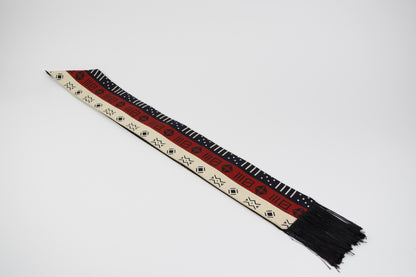 Heritage Collection African Print Graduation Sash - Tricolor Navy, Cream and Red Print