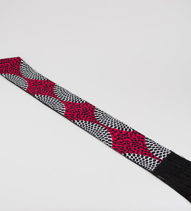 Heritage Collection African Print Graduation Sash - Two Pattern Black, Pink, White Print