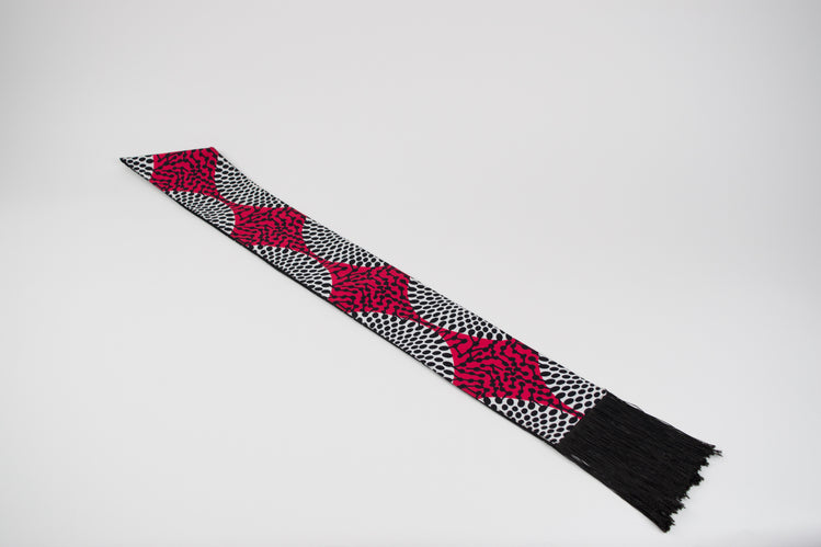 Heritage Collection African Print Graduation Sash - Two Pattern Black, Pink, White Print