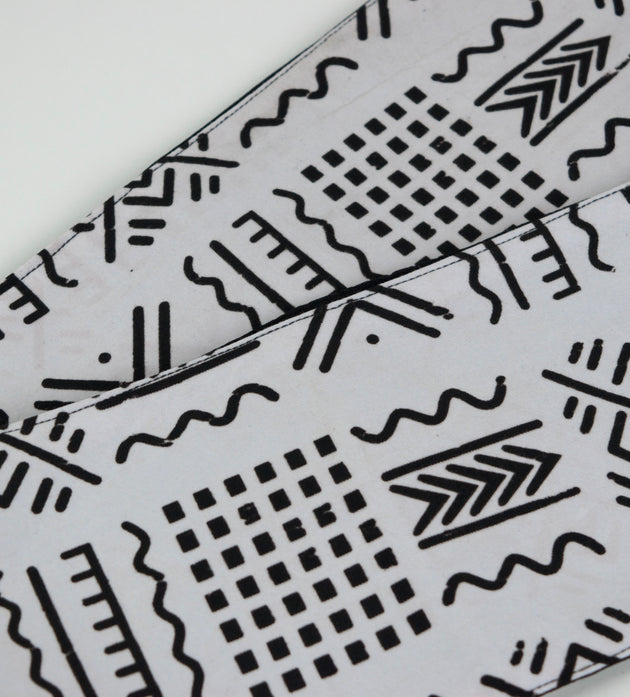 Heritage Collection African Print Graduation Sash - White and Black w/ Xs Print
