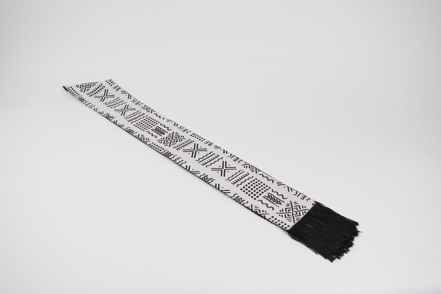 Heritage Collection African Print Graduation Sash - White and Black w/ Xs Print