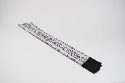 Heritage Collection African Print Graduation Sash - White and Black w/ Xs Print