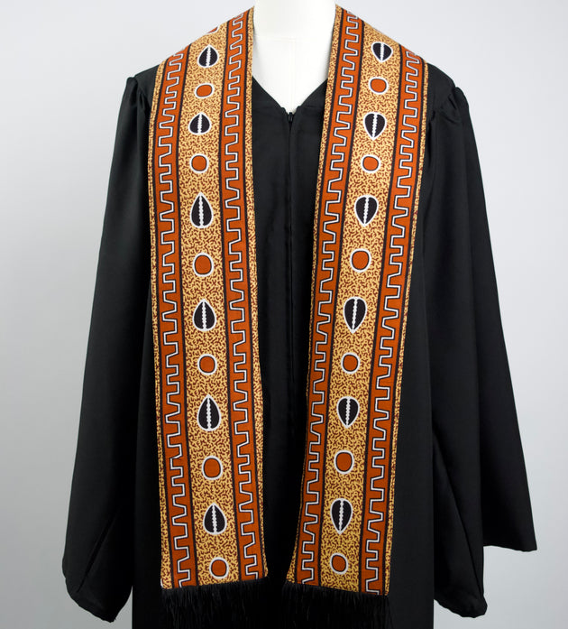 Heritage Collection African Print Graduation Sash - Almond Print