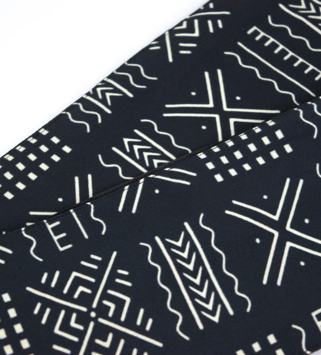 Heritage Collection African Print Graduation Sash - Black and White w/ Xs Print