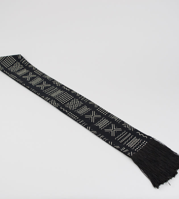 Heritage Collection African Print Graduation Sash - Black and White w/ Xs Print