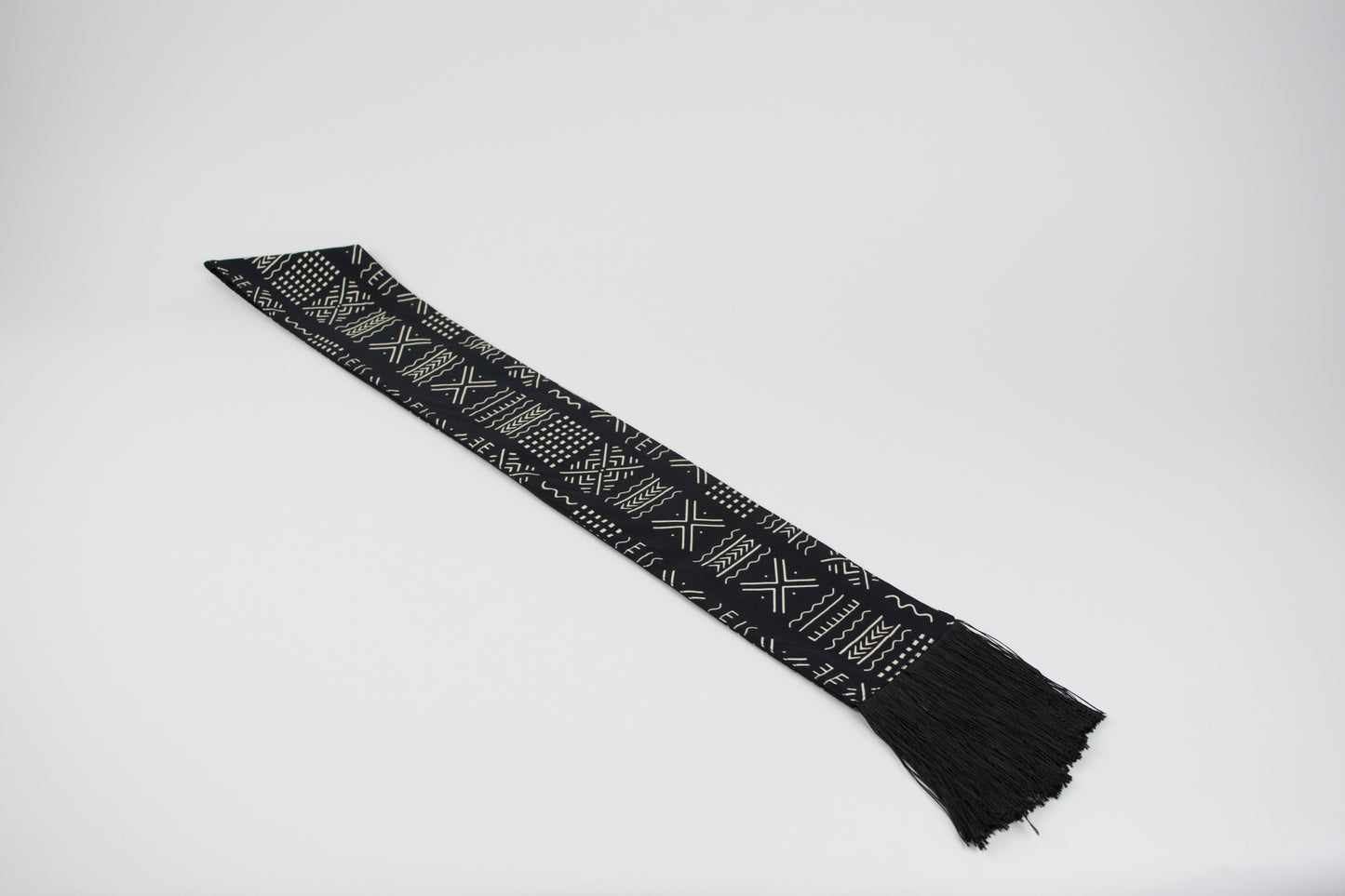 Heritage Collection African Print Graduation Sash - Black and White w/ Xs Print