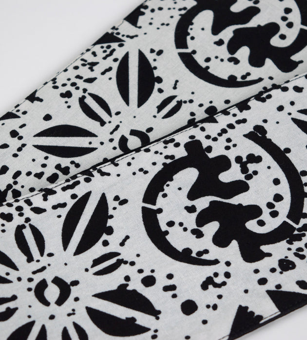 Heritage Collection African Print Graduation Sash - White and Black w/ Adinkra Embed Print