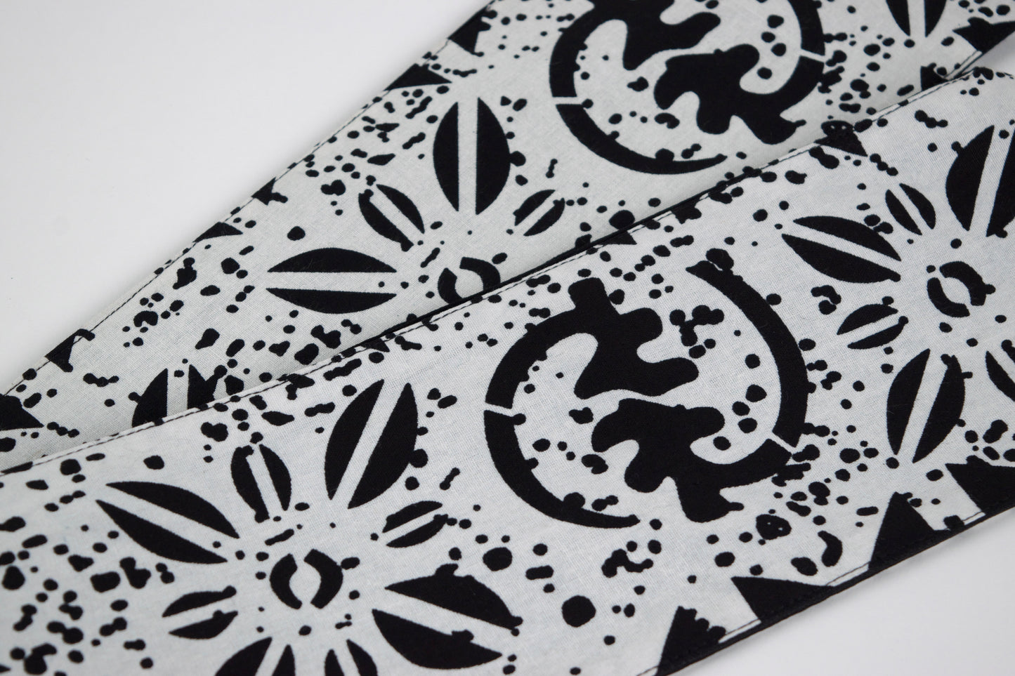 Heritage Collection African Print Graduation Sash - White and Black w/ Adinkra Embed Print