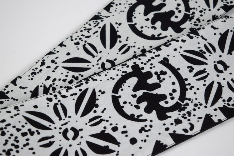 Heritage Collection African Print Graduation Sash - White and Black w/ Adinkra Embed Print