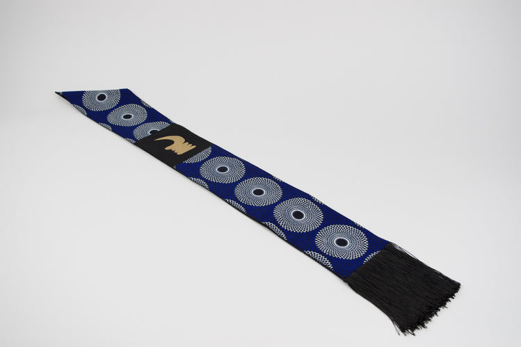 Honors Collection African Print Graduation Sash w/ Adinkra Embroidery - AKOBEN (Vigilance, Wariness)