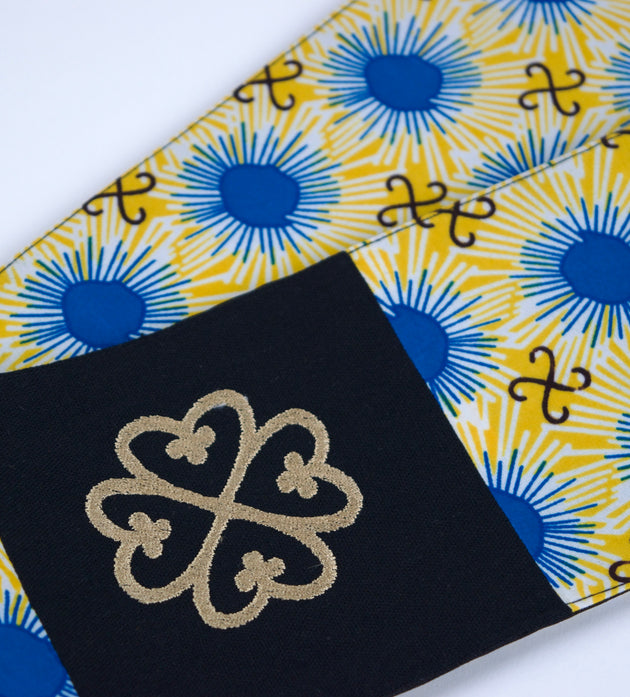 Honors Collection African Print Graduation Sash w/ Adinkra Embroidery - NYAME DUA (God's Presence & Protection)