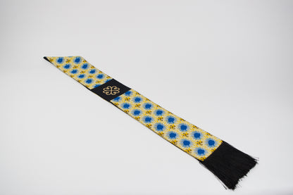 Honors Collection African Print Graduation Sash w/ Adinkra Embroidery - NYAME DUA (God's Presence & Protection)
