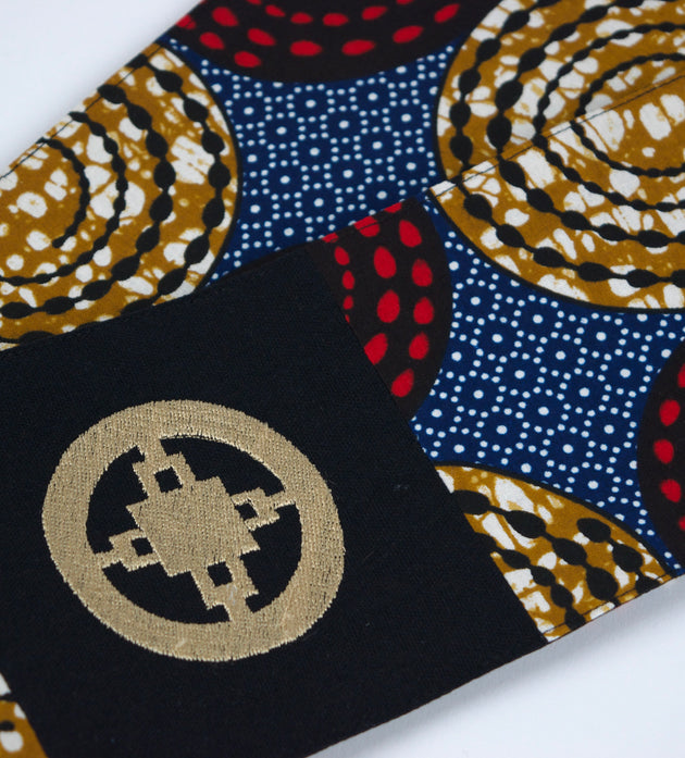 Honors Collection African Print Graduation Sash w/ Adinkra Embroidery - DAME DAME (Intelligence, Ingenuity)
