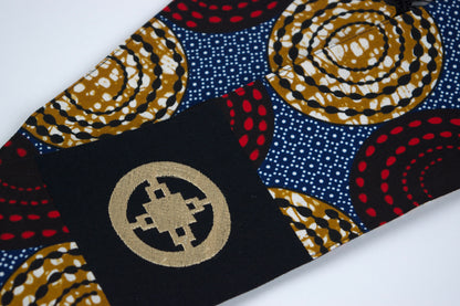 Honors Collection African Print Graduation Sash w/ Adinkra Embroidery - DAME DAME (Intelligence, Ingenuity)