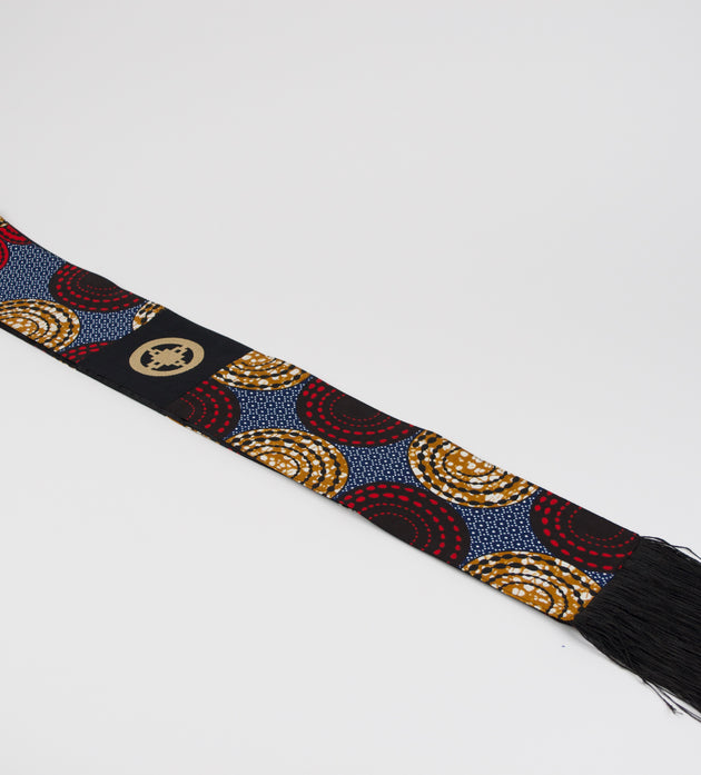 Honors Collection African Print Graduation Sash w/ Adinkra Embroidery - DAME DAME (Intelligence, Ingenuity)
