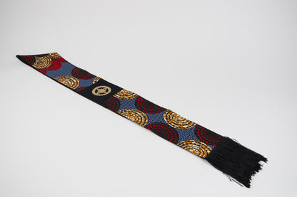 Honors Collection African Print Graduation Sash w/ Adinkra Embroidery - DAME DAME (Intelligence, Ingenuity)