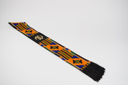 Honors Collection African Print Graduation Sash w/ Adinkra Embroidery - GYE NYAME (Supremacy of God)